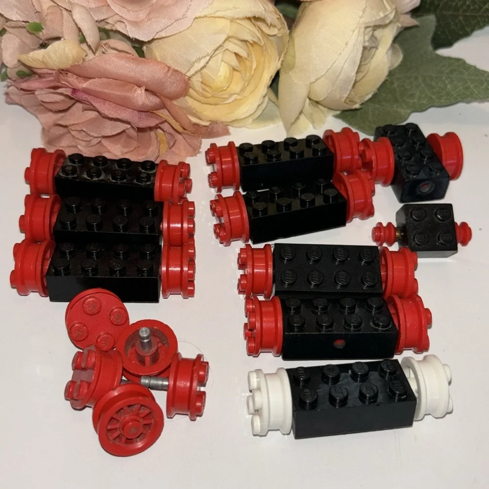 Lego Bricks Axel red wheels 1980s Vintage Lego Wheel Retro Lego car wheels